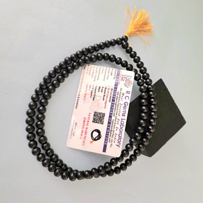 8mm Polished Karungali Mala (Ebony Wood – Shining Finish)