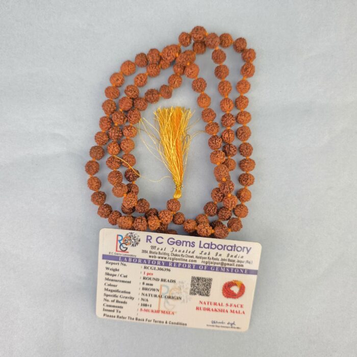8mm Certified Natural Rudraksha Mala - Image 2